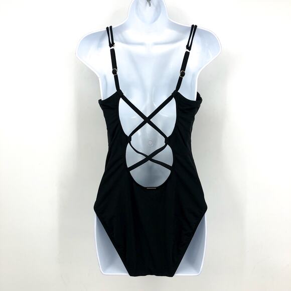 SUNSETS Women's Veronica One Piece Swimsuit Large Black Criss-Cross Back NWT - Picture 6 of 11